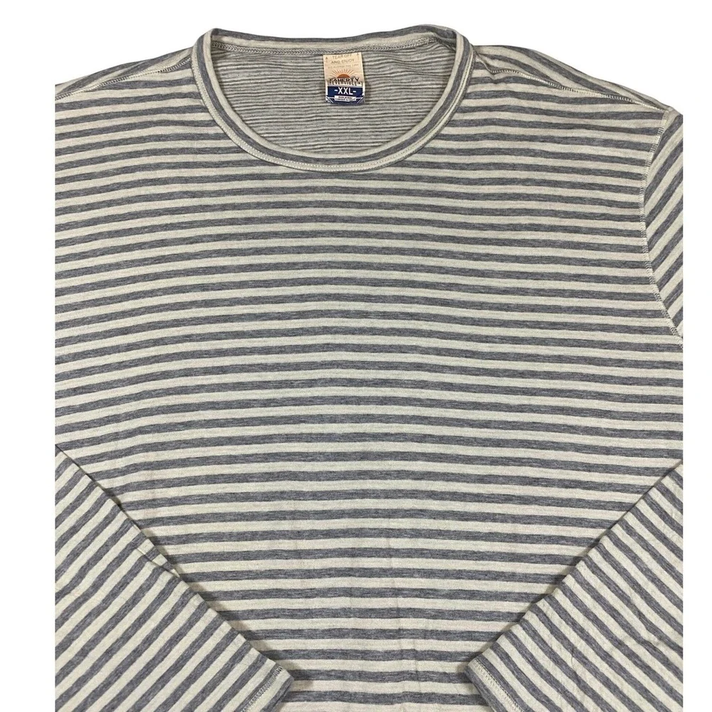FAHERTY Reversible‎ Striped Long Sleeve Shirt XXL Gray White Cotton Modal